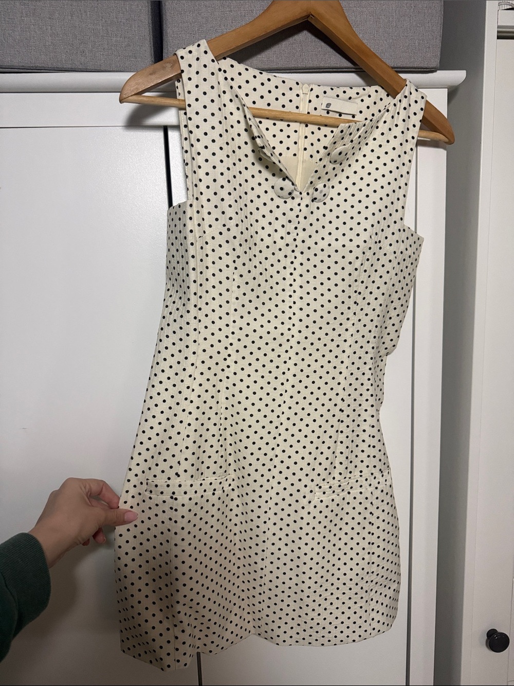 Sleeveless Cream Polka Dot Shift Dress